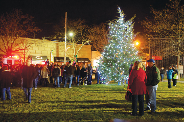 Photo by Katharine Schroeder | Tree lighting ceremony in Mitchell Park.