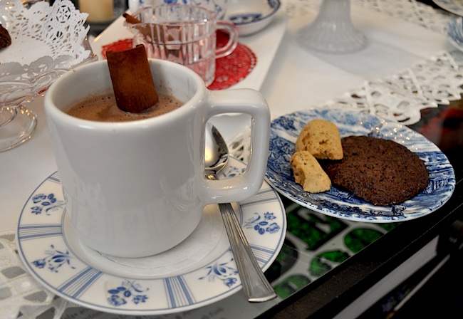 CYNDI MURRAY PHOTO | The hot chocolate is served with double chocolate chip cookies and biscotti.