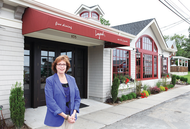 Legends co-owner Diane Harkoff outside the New Suffolk restaurant. (Credit: Katharine Schroeder)