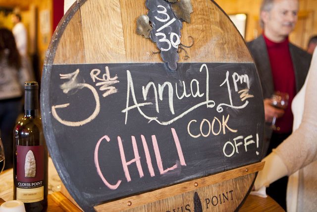 The sign announcing the third annual cookoff at Clovis Point. 