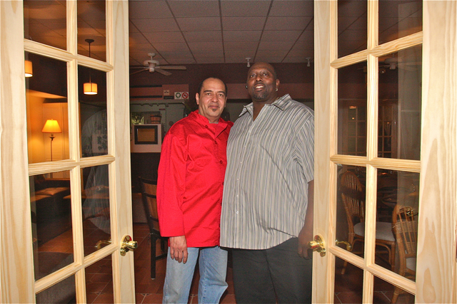 Chef Calvin Kerr and partner James Hall in the entrance to JC's Café and Lounge. (Credit: Barbaraellen Koch)