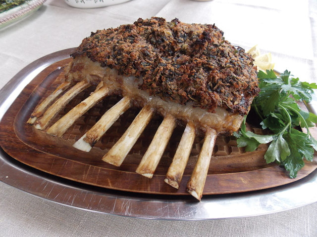For the main course, roasted rack of lamb. (Credit: John Ross)