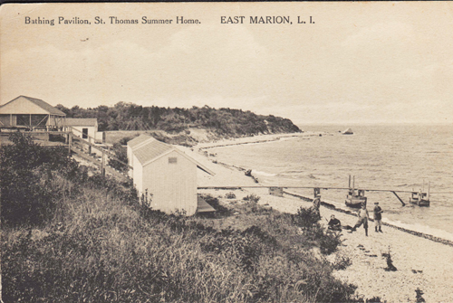 The Saint Thomas Home’s beach on Long Island Sound — in another  undated postcard — looks much  the same now as  it did 100 years ago, said local historian Ruth Ann Bramson. (Credit: Oysterponds Historical Society)