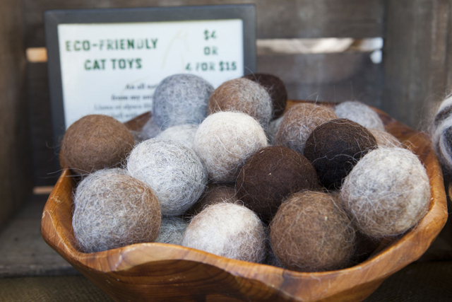 Eco-friendly cat toys made of fleece. (Credit: Katharine Schroeder)