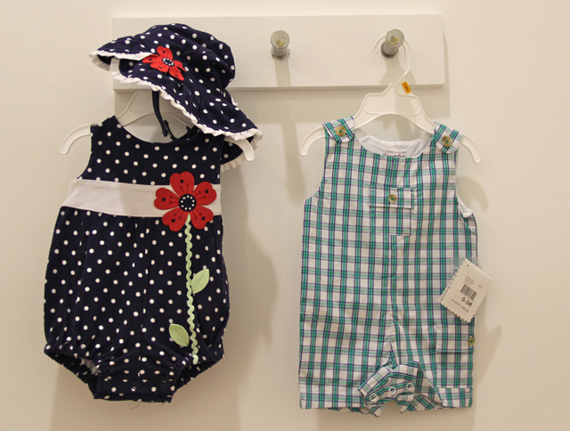 Plaids and polka dots are plentiful in the baby section.