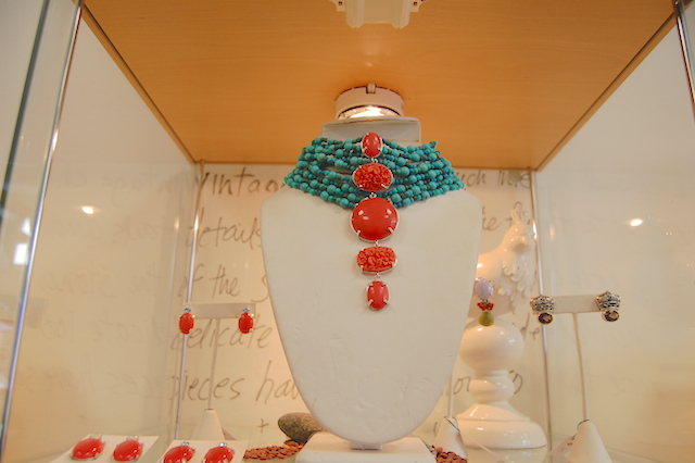 A turquoise and coral choker at Metal Monk in Greenport. (Credit: Vera Chinese)