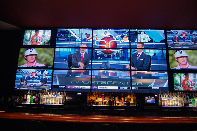 The LED screens at Smitty's All American Grill. (Credit: Vera Chinese)