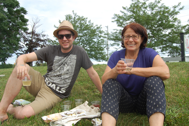 Nathan Smith and his mother-in-law Karina Portnova. The family is staying in Mattituck for the summer.