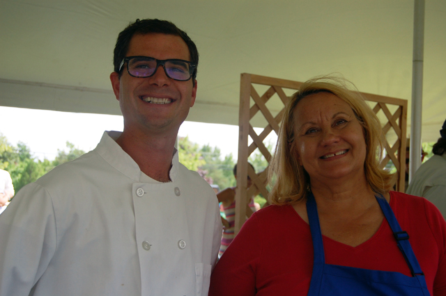 Chef Noah Schwartz and Darline Duffy of Pipe's Cove oyster company.