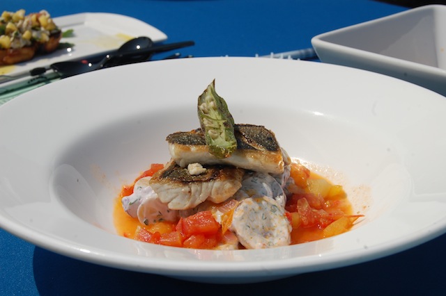 Seared and poached bluefish. (Credit: Vera Chinese)
