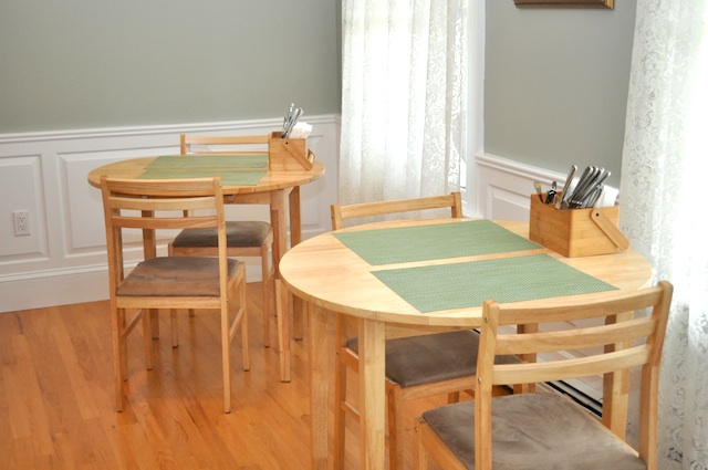 The dining area overlooks the porch.