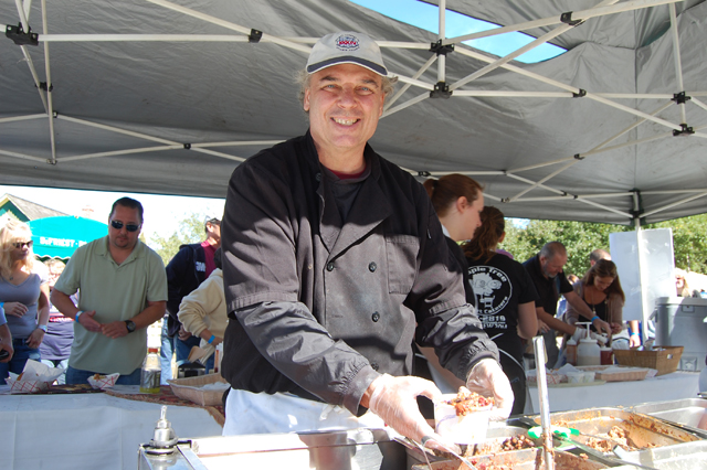 Kevin Judge of Mape Tree BBQ in Riverhead serves up some chicken chili.