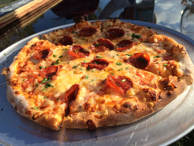 This pizza was billed on the menu at Jamesport Vineyards as