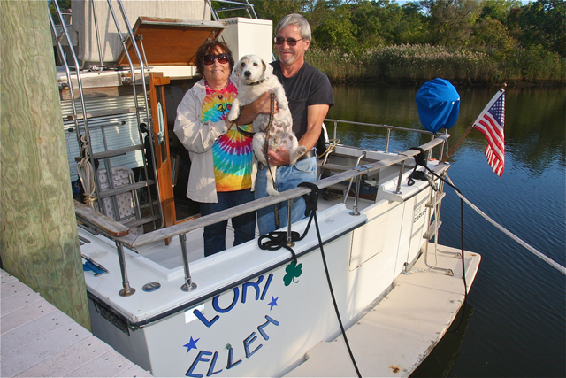 Lois-Ellen and Michael Castillo of Wading River with their dog Misstea.