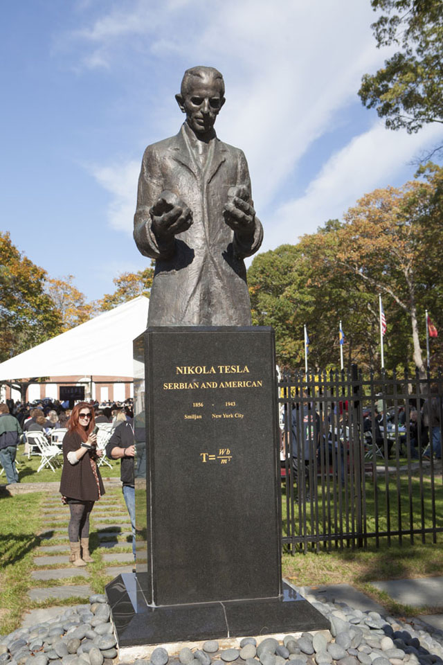Statue of Nikola Tesla greets visitors