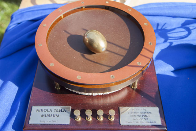 The Tesla egg, borrowed from the Tesla Museum in Belgrade.