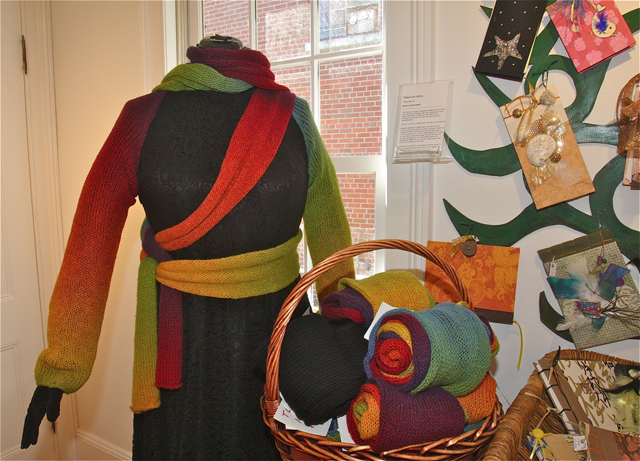 Tana Lee Alves of Water Mill creates wool scarves/shrugs and something she calls 'the sliver' at left.