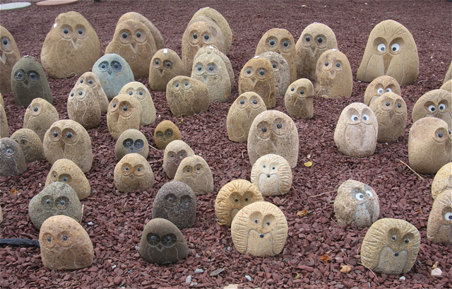 Stony Owls at Verderber's Landscape Nursery & Garden Center in Aquebogue. (Credit: Barbaraellen)