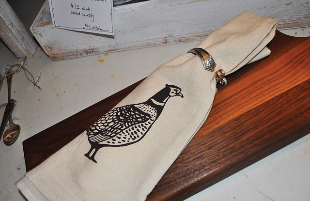 Oversized flour sack towels from The White Weathered Barn in Greenport.