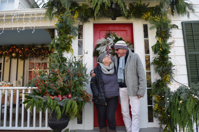 Conni Cross and Bob Tapp outside the show house. (Credit: Vera Chinese)