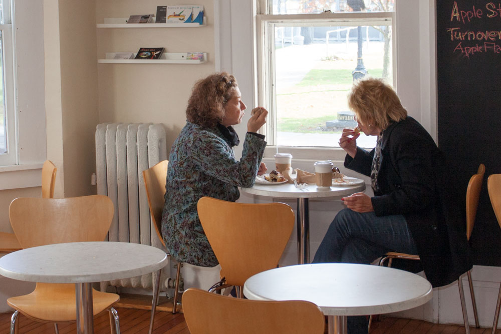 Women enjoy a treat at Blue Duck Bakery in Greenport.
