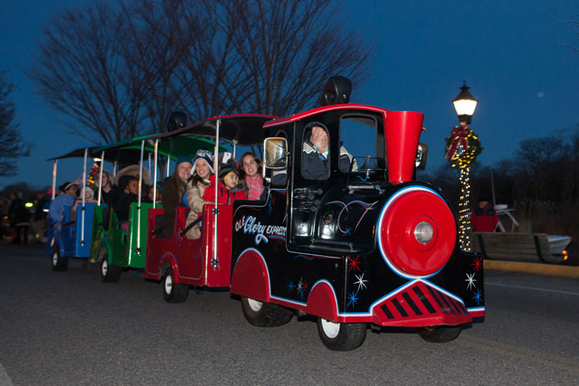 Train rides along the river.