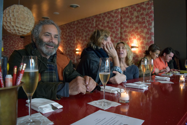 Bernard Schwartz of Orient (left) enjoys a taste at The Frisky Oyster.
