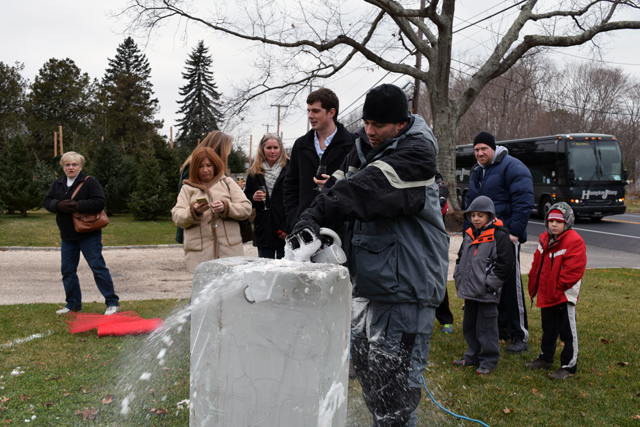 Rich Daly gets to work on Santa's reindeer.