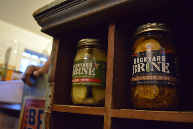Jars of Backyard Brine pickles.