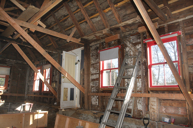 The interior of the 900-square-foot house has been gutted. 