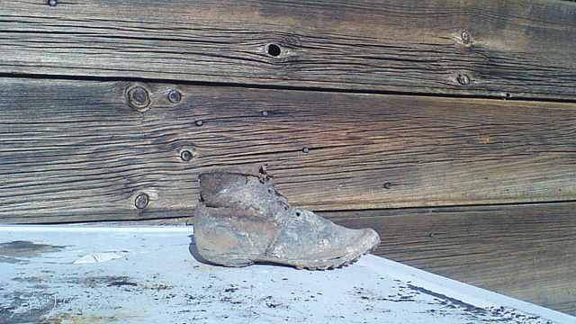A boot found in the Ackerly Pond Lane house (Credit: Ccourtesy Mick Murray)