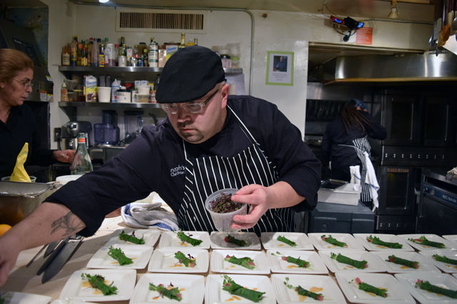 Brian Szostak, second sous chef at Noah's in Greenport, at the James Beard House.