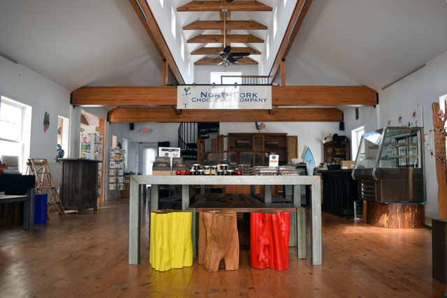 The interior of North Fork Chocolate Company, located on Main Road in Aquebogue.