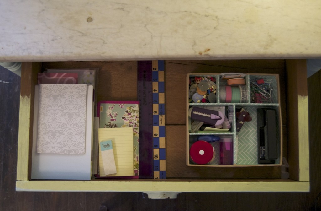 Junk drawer after organizing