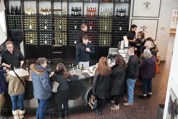 A packed tasting room at Bedell Cellars in Cutchogue Saturday. (Credit: Katharine Schroeder)