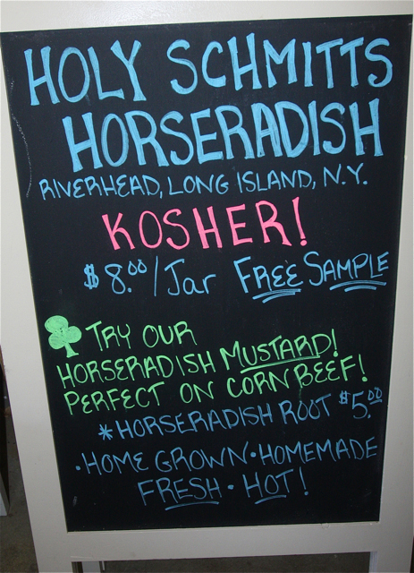 Holy Schmitt's horseradish is now Kosher. (Credit: Barbaraellen Koch)
