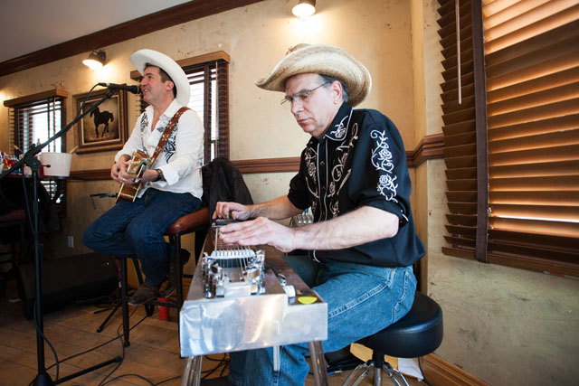 Southbound's Mike DeLuca, right, plays the pedal steel as Lou Lomangino plays guitar and sings in the background. (Credit: Katharine Schroeder)