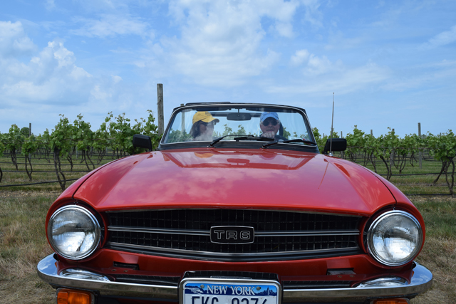 Rolf and Kathy Olsen in their 1976 TR6 Triumph. 