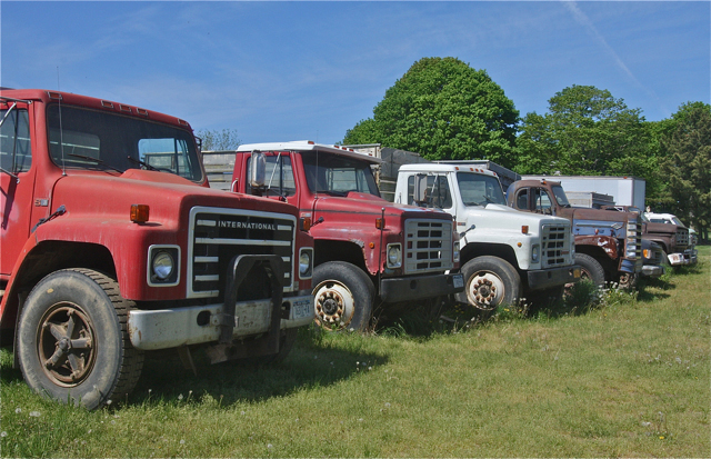 An array of old trucks.