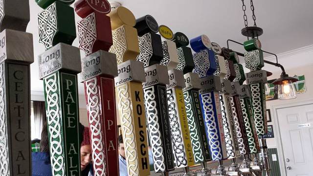 Taps lined up at the Long Ireland tasting room on Pulaski Street. (Courtesy photo)