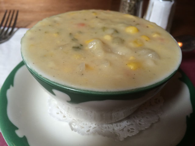 Potato corn chowder at Four Doors Down.