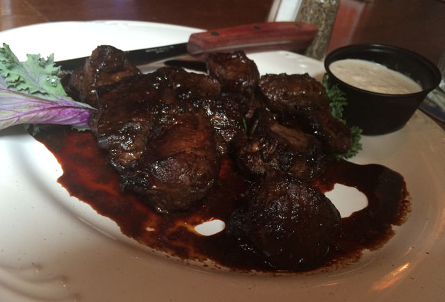 Marinated steak tidbits at Four Doors Down.