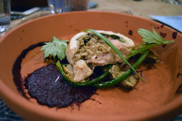"Poulet rouge with things it once ate."