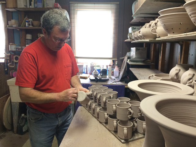 Joseph Mitrani at Greenport Pottery. (Credit: Kendall Stark)