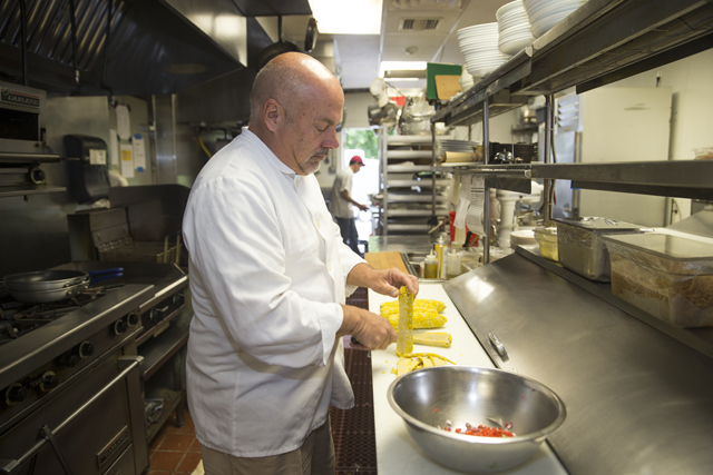 Matt Kar in the kitchen of the Jamesport Manor Inn. (Credit: Randee Daddona)