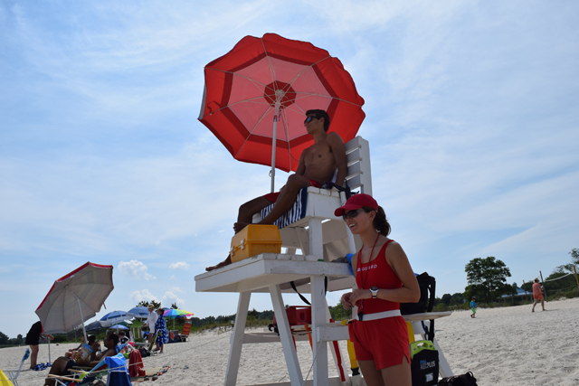 Lifeguards Ben Weir and Erin Plitt, both of Riverhead. (Credit: Vera Chinese)