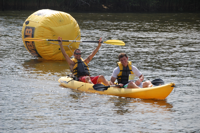 A scene from last year's Paddle Battle on the Peconic River. (Credit: Vera Chinese)