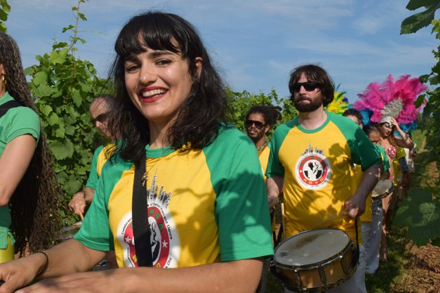 Members of the Samba Novo drum band.