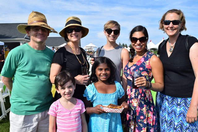 Top: David Jaffe and Amie Kennedy of Riverhead, Claire Landsbaum of Manhattan, Sara Balagopal of Houston, Texas and Laura Venugopalan of Riverhead. Bottom: Sadie Kennedy Jaffe and Anjali Venugopalan, both of Riverhead.