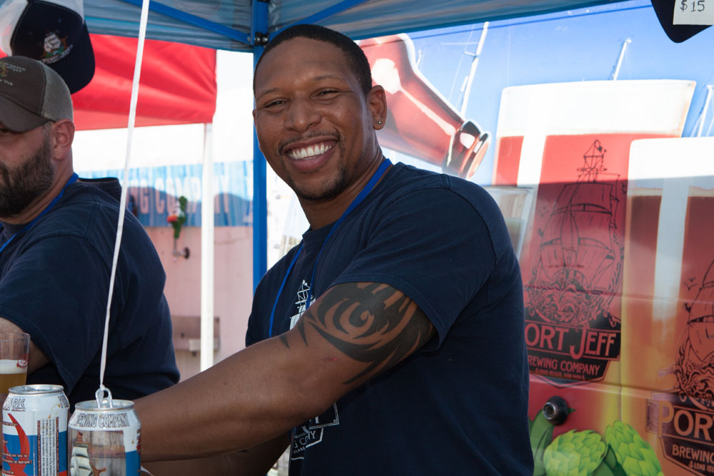 Service with a smile from Anthony Walsh of Port Jeff Brewing Company.